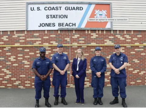 Rep. Gillen visited the U.S. Coast Guard Station Jones Beach and  joined them on their patrol.